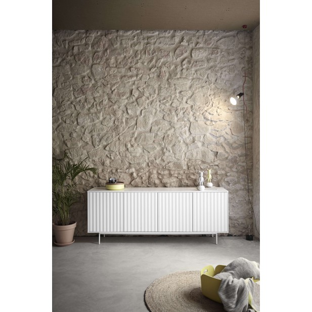 Aparador SIERRA 211x47 cm, DM / Metal Blanco - Teulat. Vackart