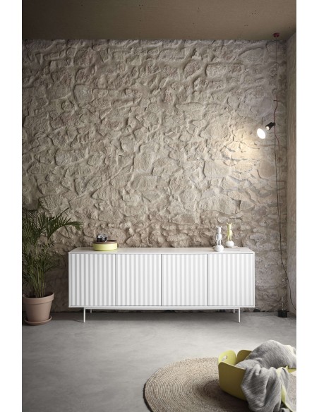 Aparador SIERRA 211x47 cm, DM / Metal Blanco - Teulat. Vackart