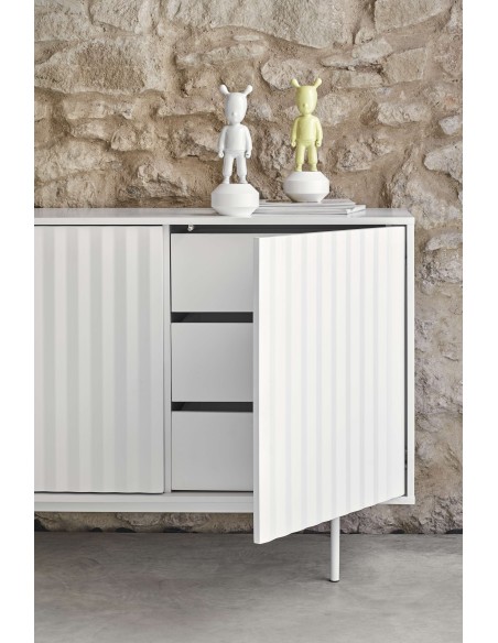 Aparador SIERRA 211x47 cm, DM / Metal Blanco - Teulat. Vackart