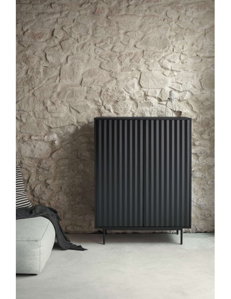 Aparador SIERRA Alto 130 cm, DM / Metal Negro - Teulat. Vackart