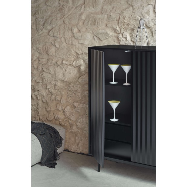 Aparador SIERRA Alto 130 cm, DM / Metal Negro - Teulat. Vackart