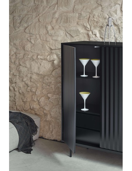 Aparador SIERRA Alto 130 cm, DM / Metal Negro - Teulat. Vackart