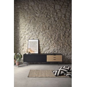Mueble TV SIERRA 180 cm, DM Negro / Roble - Teulat. Vackart 2
