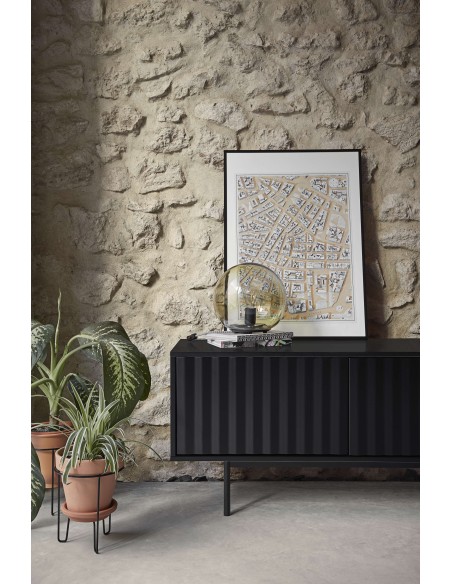 Mueble TV SIERRA 180 cm, DM Negro / Roble - Teulat. Vackart