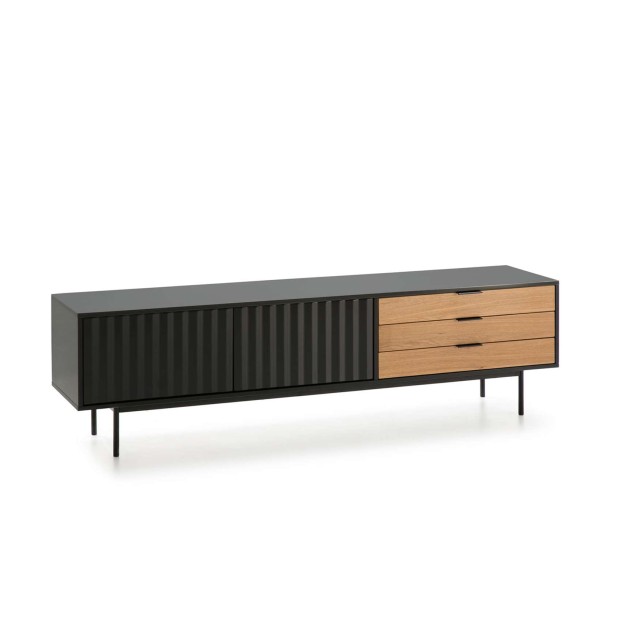 Mueble TV SIERRA 180 cm, DM Negro / Roble - Teulat. Vackart Mueble TV SIERRA 180 cm, DM Negro / Roble - Teulat. Vackart