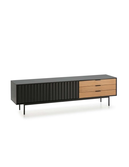 Mueble TV SIERRA 180 cm, DM Negro / Roble - Teulat. Vackart