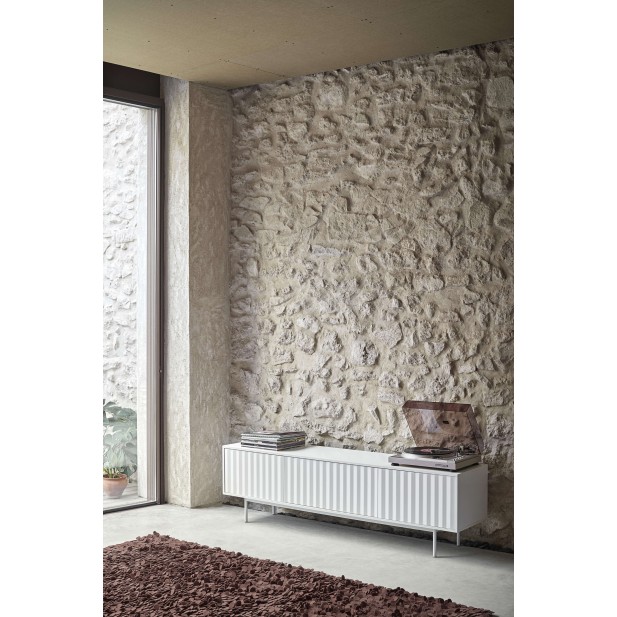 Mueble TV SIERRA 180 cm, DM / Metal Blanco - Teulat. Vackart