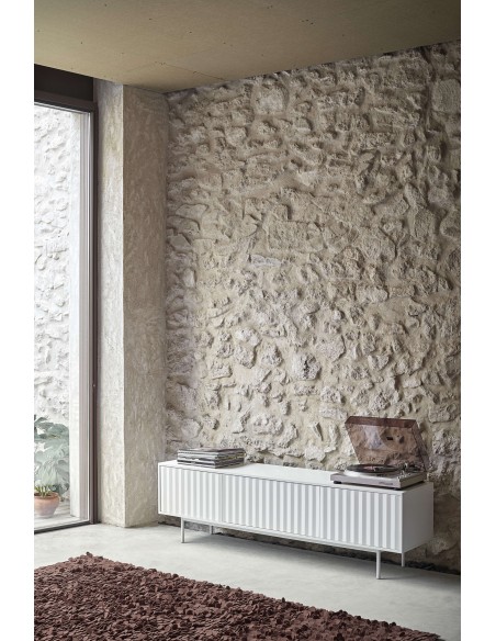 Mueble TV SIERRA 180 cm, DM / Metal Blanco - Teulat. Vackart