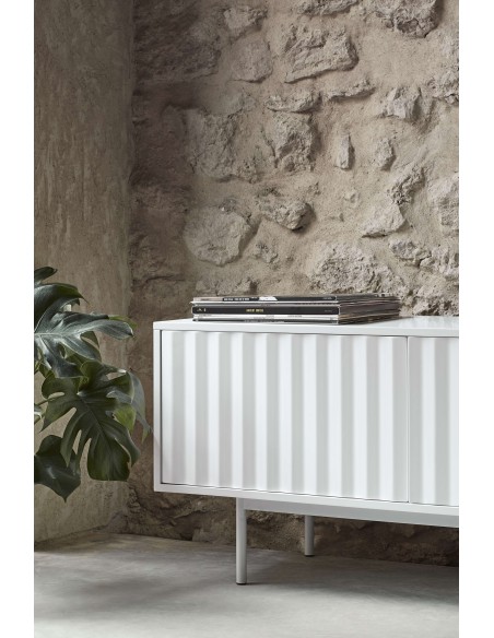 Mueble TV SIERRA 180 cm, DM / Metal Blanco - Teulat. Vackart