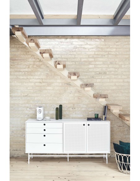 Aparador PUNTO 150x47 cm, DM / Metal Blanco - Teulat. Vackart