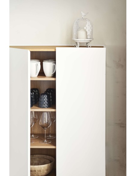 Aparador con Botellero ARISTA Alto 120 cm, Blanco - Teulat. Vackart