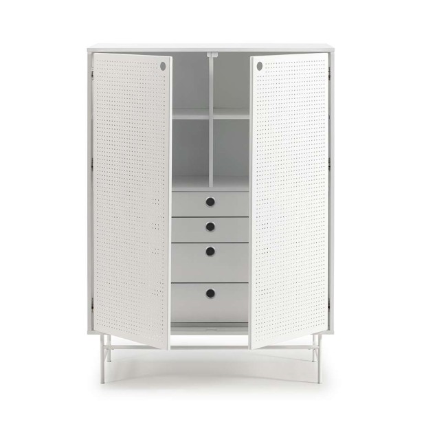 Aparador PUNTO Alto 130 cm, DM / Metal Blanco - Teulat. Vackart