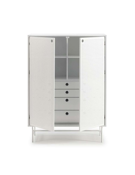 Aparador PUNTO Alto 130 cm, DM / Metal Blanco - Teulat. Vackart