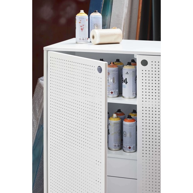 Aparador PUNTO Alto 130 cm, DM / Metal Blanco - Teulat. Vackart