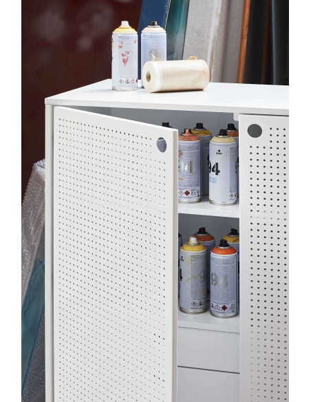 Aparador PUNTO Alto 130 cm, DM / Metal Blanco - Teulat. Vackart