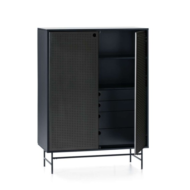 Aparador PUNTO Alto 130 cm, DM Gris Antracita / Negro- Teulat. Vackart