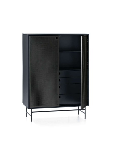 Aparador PUNTO Alto 130 cm, DM Gris Antracita / Negro- Teulat. Vackart