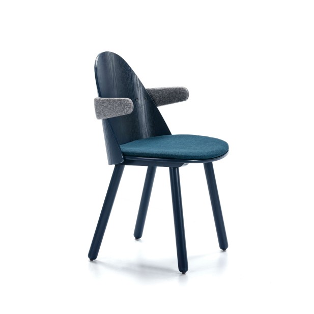 Silla con Brazos UMA, Madera / Textil Azul Marino - Teulat. Vackart