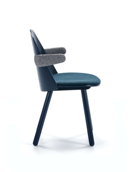 Silla con Brazos UMA, Madera / Textil Azul Marino - Teulat. Vackart