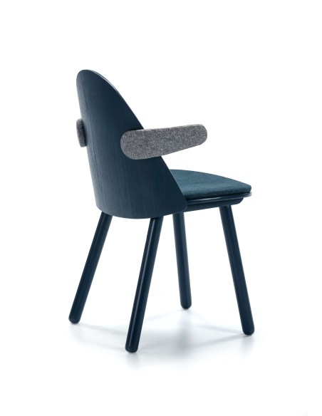 Silla con Brazos UMA, Madera / Textil Azul Marino - Teulat. Vackart