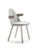 Silla con Brazos UMA, Madera / Textil Gris Claro - Teulat
