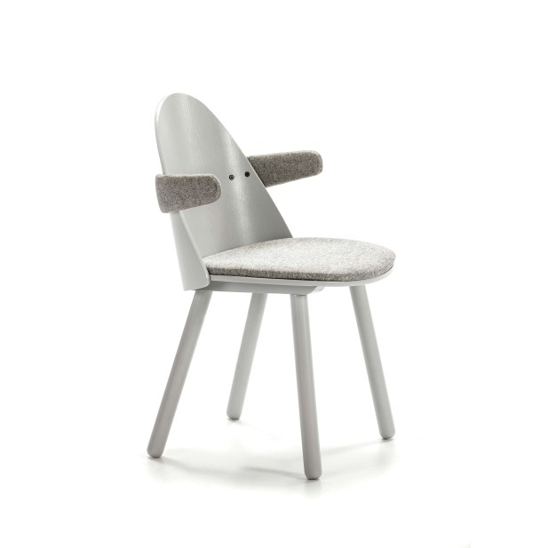 Silla con Brazos UMA, Madera / Textil Gris Claro - Teulat. Vackart