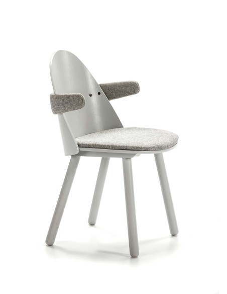 Silla con Brazos UMA, Madera / Textil Gris Claro - Teulat. Vackart