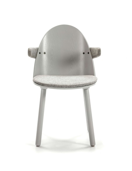 Silla con Brazos UMA, Madera / Textil Gris Claro - Teulat. Vackart