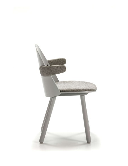 Silla con Brazos UMA, Madera / Textil Gris Claro - Teulat. Vackart