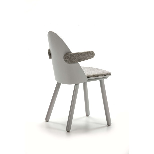 Silla con Brazos UMA, Madera / Textil Gris Claro - Teulat. Vackart
