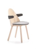 Silla con Brazos UMA, Madera Natural / Textil Gris Claro - Teulat
