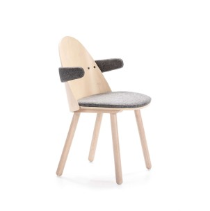 Silla con Brazos UMA, Madera Natural / Textil Gris Claro - Teulat. Las más exclusivas sillas de diseño nórdico, solo en Vackart tu tienda de diseño online.
