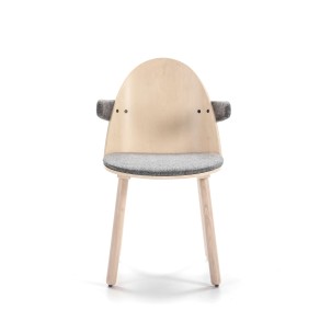Silla con Brazos UMA, Madera Natural / Textil Gris Claro - Teulat. Vackart 2