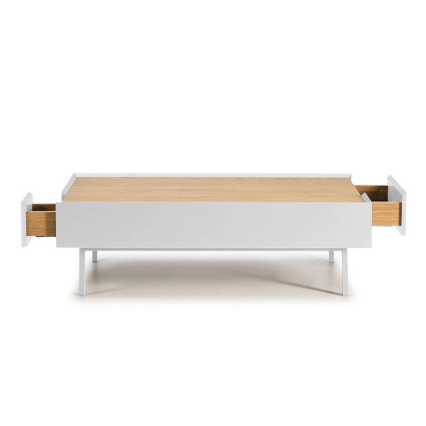 Mesa de Centro ARISTA 110x60 cm, Blanco / Roble - Teulat. Vackart