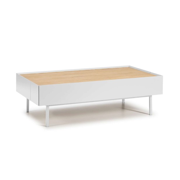 Mesa de Centro ARISTA 110x60 cm, Blanco / Roble - Teulat. Vackart
