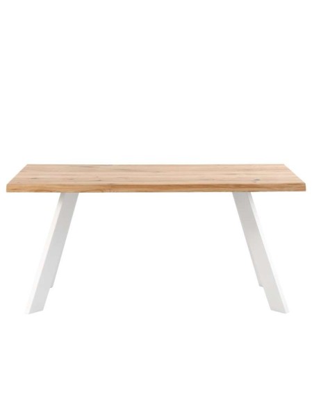 Mesa POLYEDER 140x90 cm, Roble Natural / Metal Blanco. Vackart
