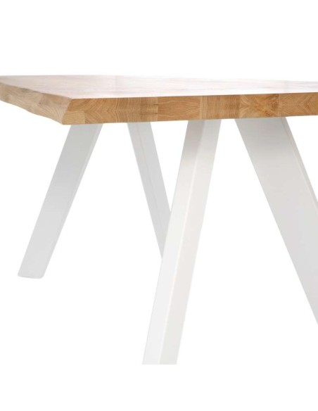 Mesa POLYEDER 140x90 cm, Roble Natural / Metal Blanco. Vackart