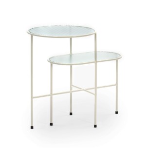 Mesa Auxiliar NIX, Metal Crema / Cristal - Teulat. Las modernas y más exclusivas mesas de diseño nórdico, solo en Vackart tu tienda de diseño online.