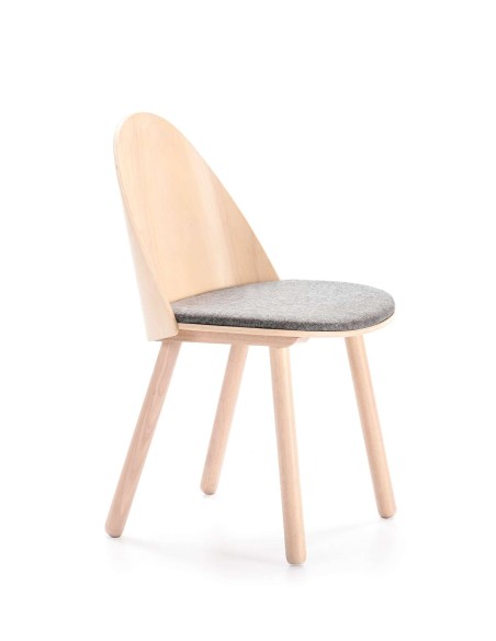Silla UMA, Madera Natural / Textil Gris Claro - Teulat. Vackart