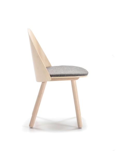 Silla UMA, Madera Natural / Textil Gris Claro - Teulat. Vackart