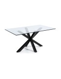 Mesa ARGO 160x90 cm cristal/patas negro - Kave Home