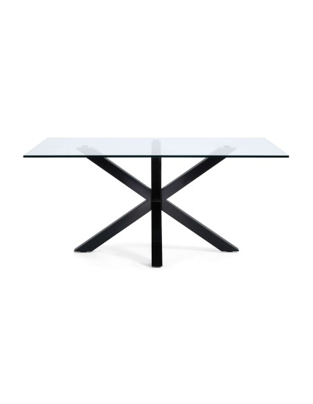 Mesa ARGO 160x90 cm cristal/ patas negro - Kave Home