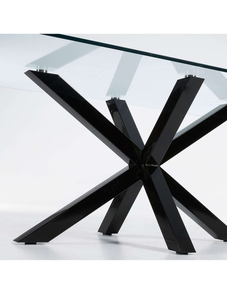 Mesa ARGO 160x90 cm cristal/ patas negro - Kave Home