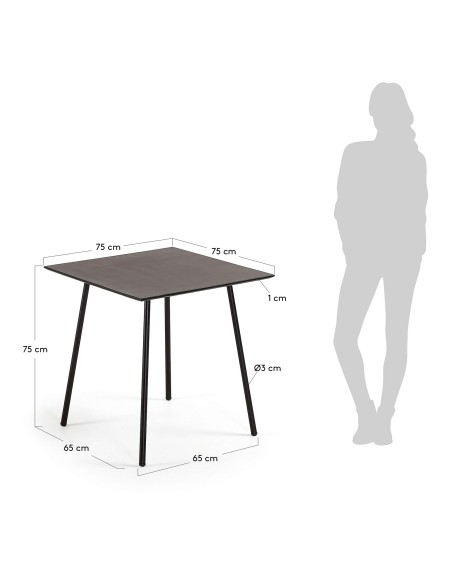 Mesa MATHIS 75 x 75 cm cemento/patas acero negro - Kave Home