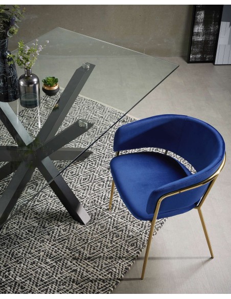 Mesa ARGO 160x90 cm cristal/ patas negro - Kave Home