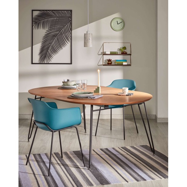 Mesa ext NOVAC 170(320)x100 cm roble/acero Kave Home/Vackart CC1074M46