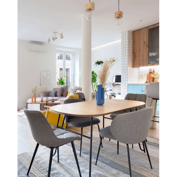 Mesa ext NOVAC 170(320)x100 cm roble/acero Kave Home/Vackart CC1074M46