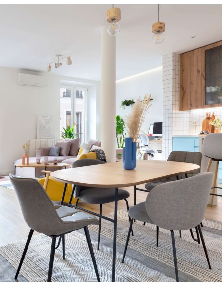 Mesa ext NOVAC 170(320)x100 cm roble/acero Kave Home/Vackart CC1074M46