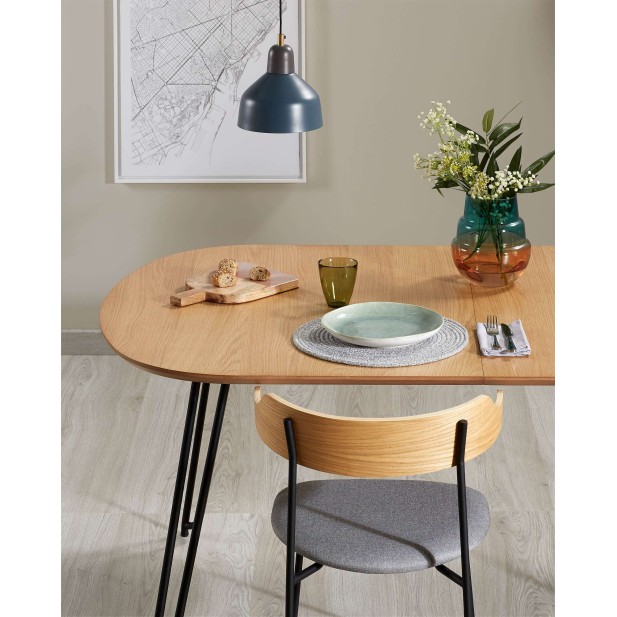 Mesa ext NOVAC 170(320)x100 cm roble/acero Kave Home/Vackart CC1074M46