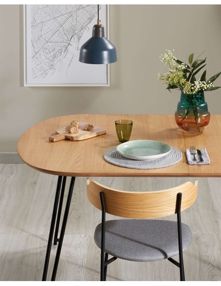 Mesa ext NOVAC 170(320)x100 cm roble/acero Kave Home/Vackart CC1074M46